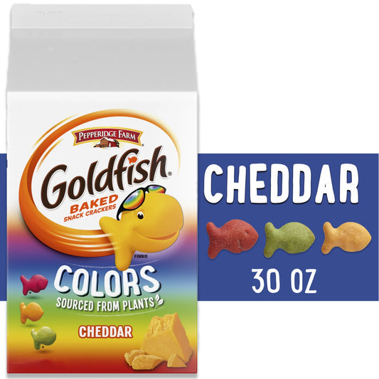 Goldfish Colors Cheddar Cheese Crackers, Baked Snack Crackers, 30 oz Carton