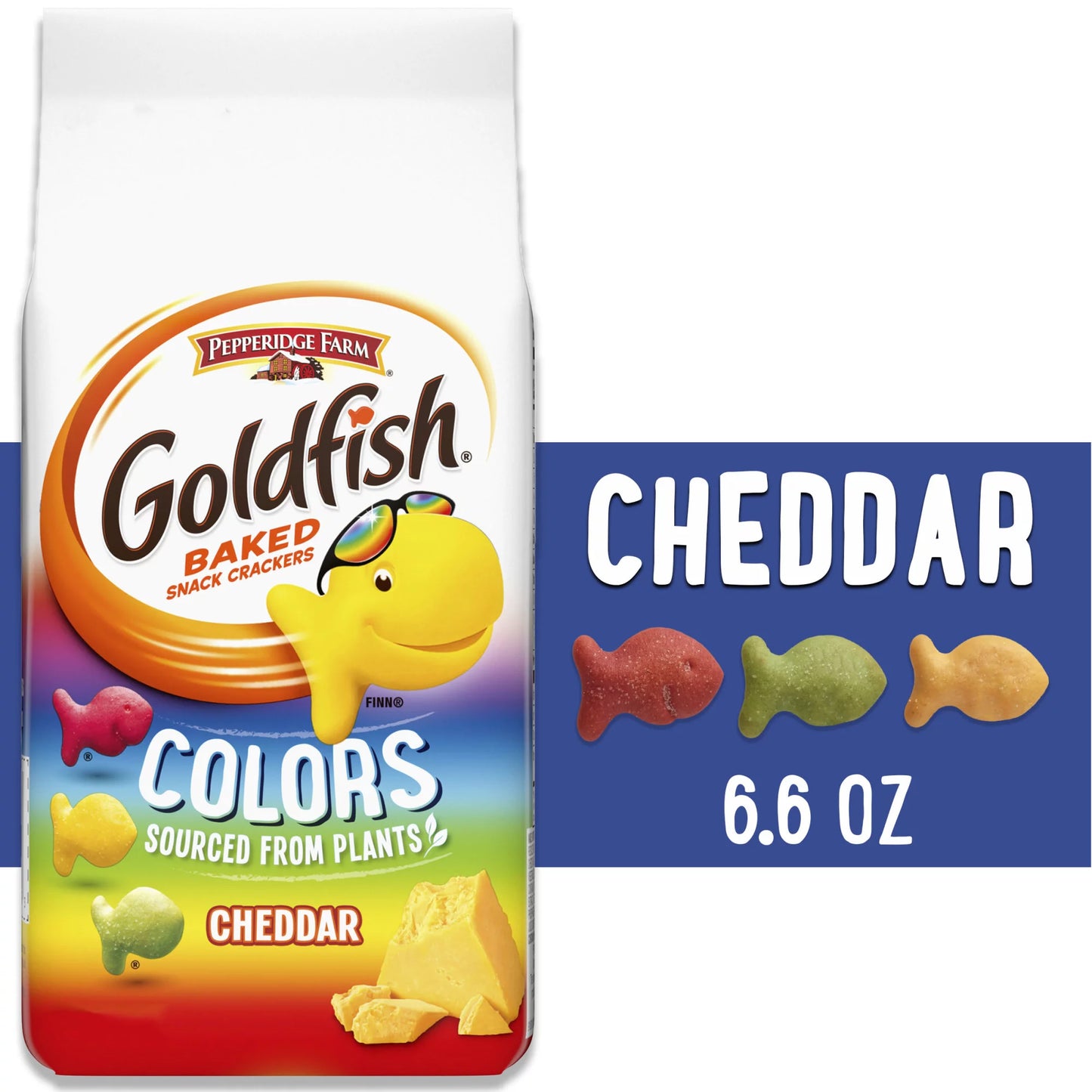 Goldfish Colors Cheddar Cheese Crackers, Baked Snack Crackers, 6.6 oz Bag