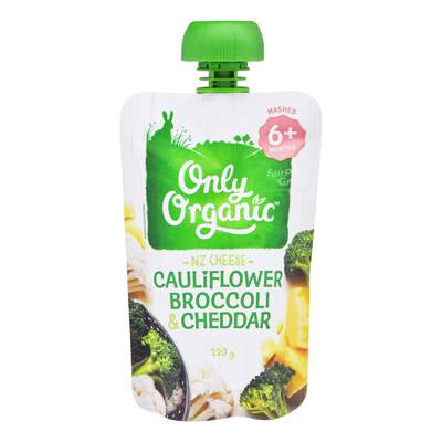 ONLY ORGANIC CAULIFLOWER BROCCOLI & CHEDDAR 120G