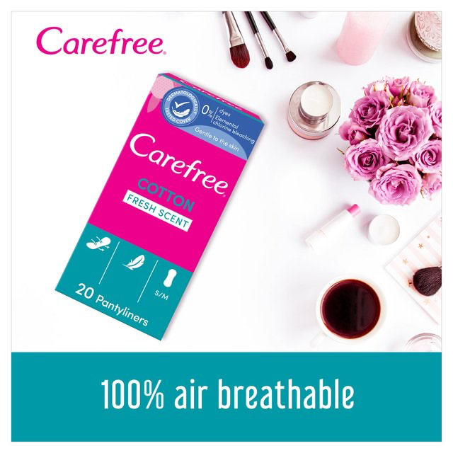 Carefree Cotton Fresh Scented Breathable Pantyliners Single Wrapped