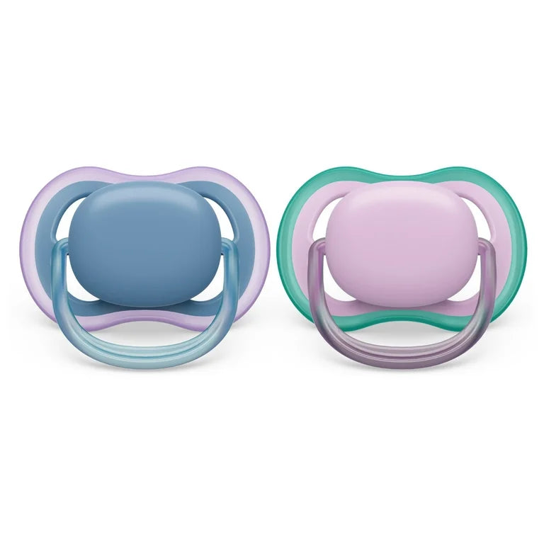 Philips Avent Ultra Air Pacifier 6-18M, Blue Hush / Lush Lilac, 2 Pack