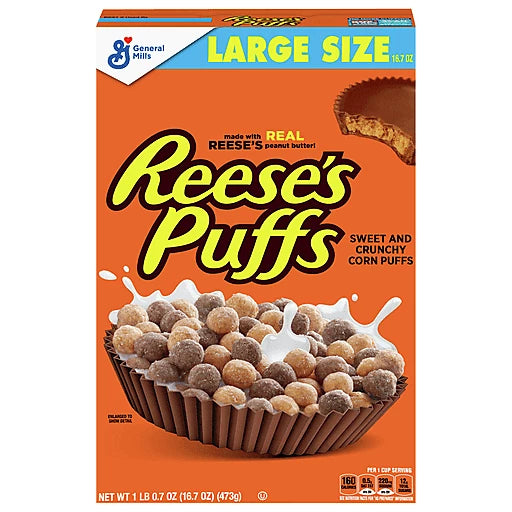 Reese's Puffs Corn Puffs, Large Size 16.7 Oz
