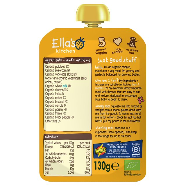 Ella's Kitchen Chicken and Veg Baby Food Pouch 7+ Months 130g