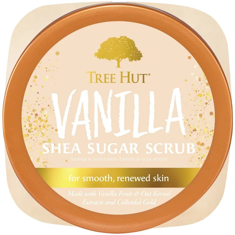 Tree Hut Body Scrub, Shea Sugar Hydrating Exfoliator for Softer, Smoother Skin, Vanilla, 18 oz