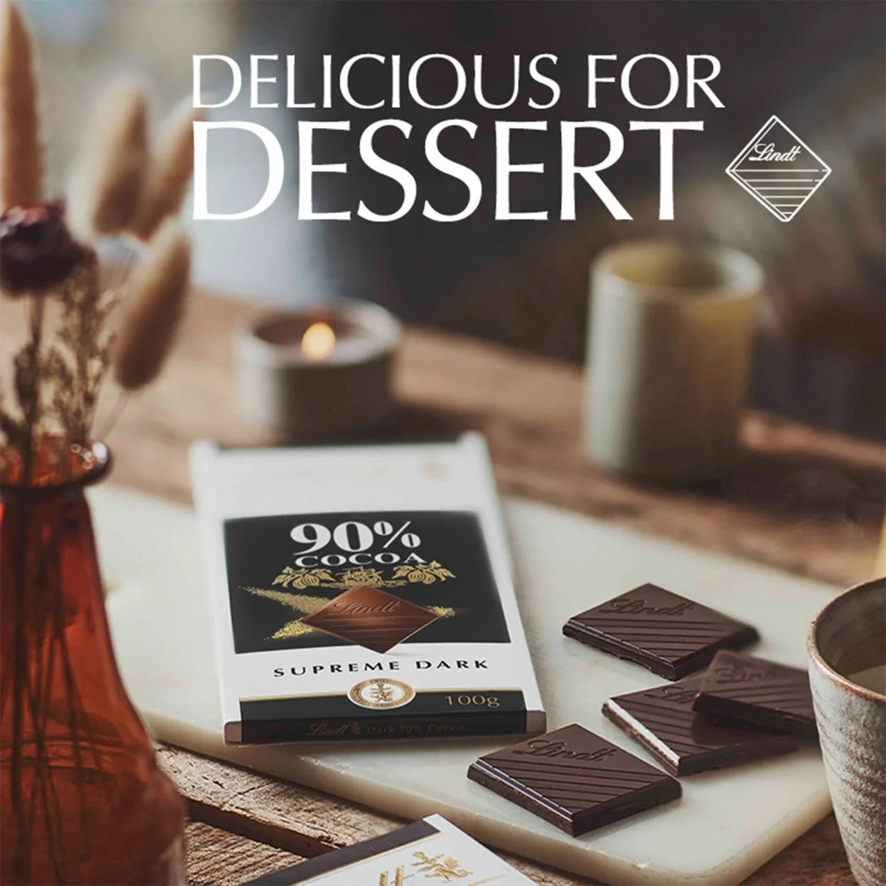 Lindt Excellence Intense Dark 90% Cocoa Chocolate Bar 100g