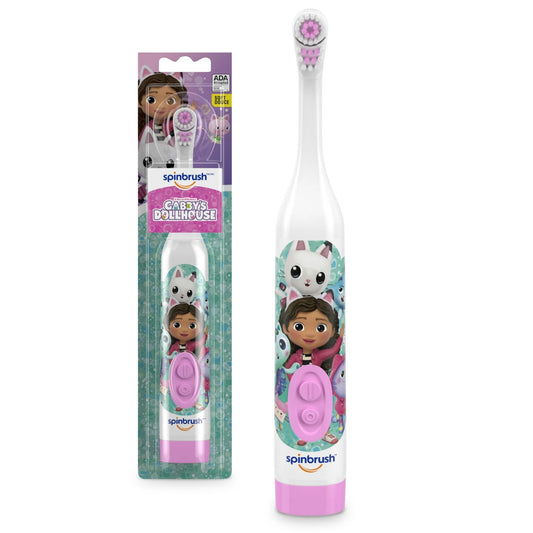Gabby's Dollhouse Kid’s Spinbrush Electric Toothbrush, Battery Powered, Soft Bristles, Ages 3+