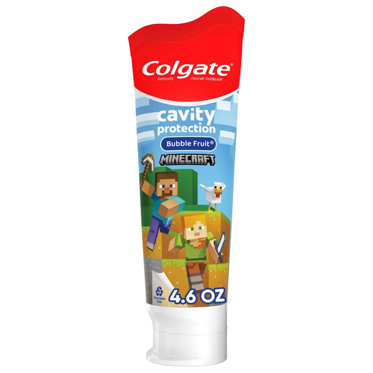 Colgate Minecraft Kids Toothpaste with Fluoride, Mild Bubble Fruit Flavor, 4.6 oz