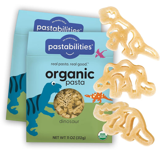 Pastabilities Organic Pasta for Kids - Dinosaur Pasta - Fun Shapes Bite-size, Family Size – Serves 4 Non-GMO Natural Wheat Pasta, All-Natural, Kosher
