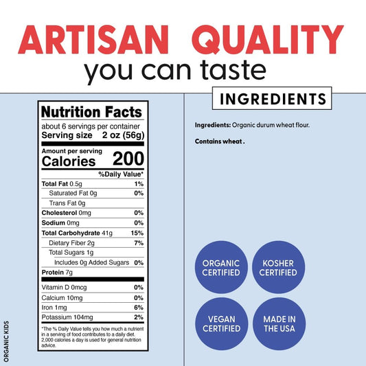 Pastabilities Organic Pasta for Kids - Dinosaur Pasta - Fun Shapes Bite-size, Family Size – Serves 4 Non-GMO Natural Wheat Pasta, All-Natural, Kosher