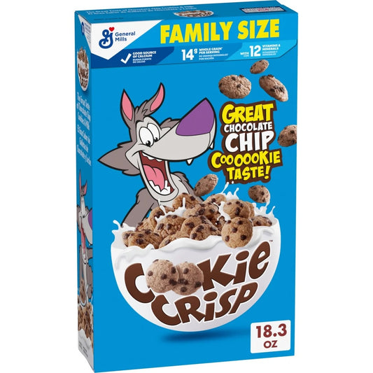 Cookie Crisp Breakfast Cereal, Chocolate Chip Cookie Taste, Family Size 18.3 oz