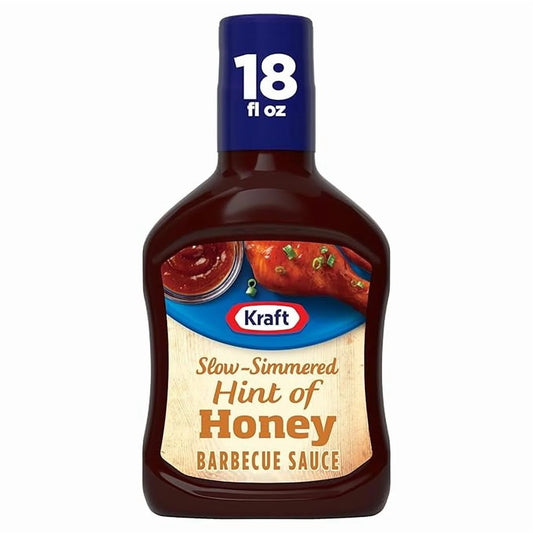 Kraft Hint of Honey Slow-Simmered Barbecue BBQ Sauce, 18 oz Bottle