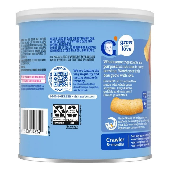 Gerber Snacks for Baby Lil Crunchies Apple Sweet Potato Puffs, 1.48 oz