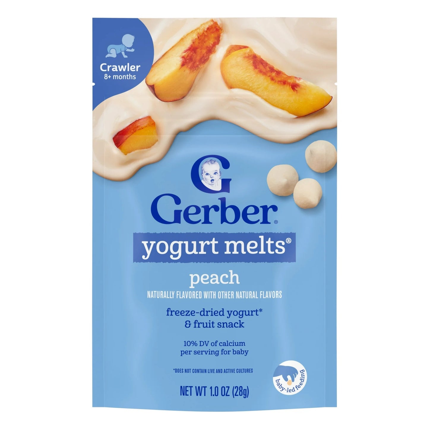 Gerber Stage 3 Baby Food Snacks, Peach Yogurt Melts, 1 oz Bag