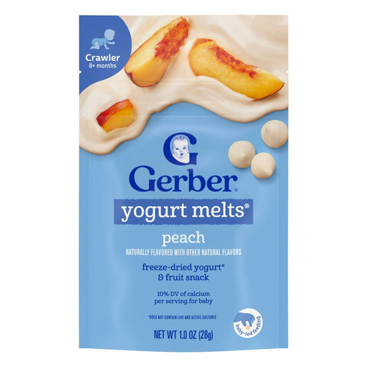 Gerber Stage 3 Baby Food Snacks, Peach Yogurt Melts, 1 oz Bag