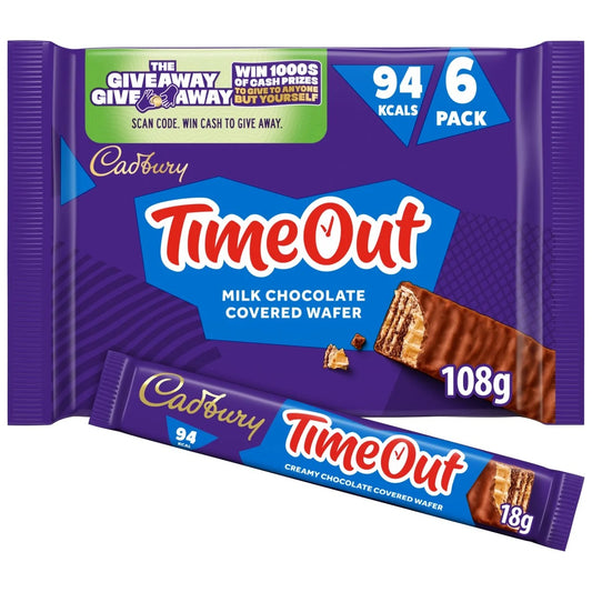 Cadbury Timeout Wafer Chocolate Biscuit Bars 6 Pack