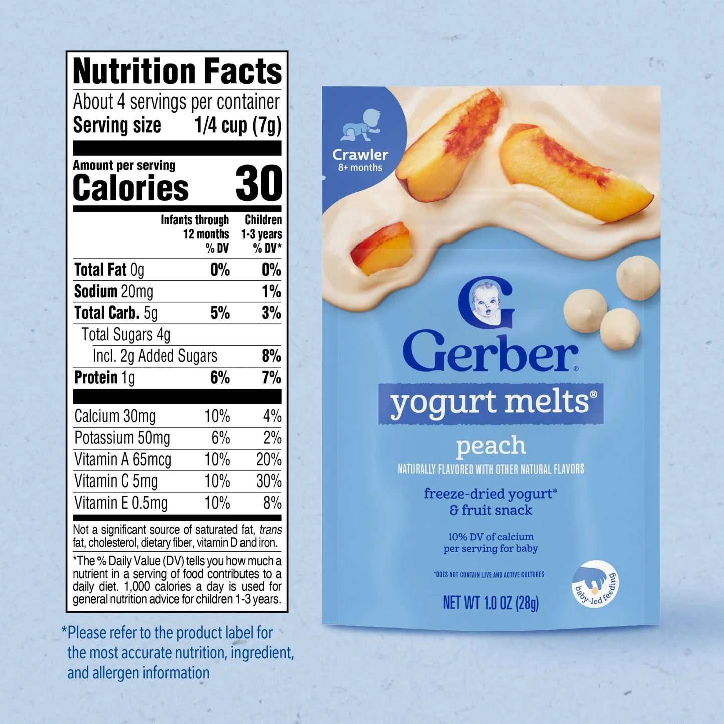 Gerber Stage 3 Baby Food Snacks, Peach Yogurt Melts, 1 oz Bag