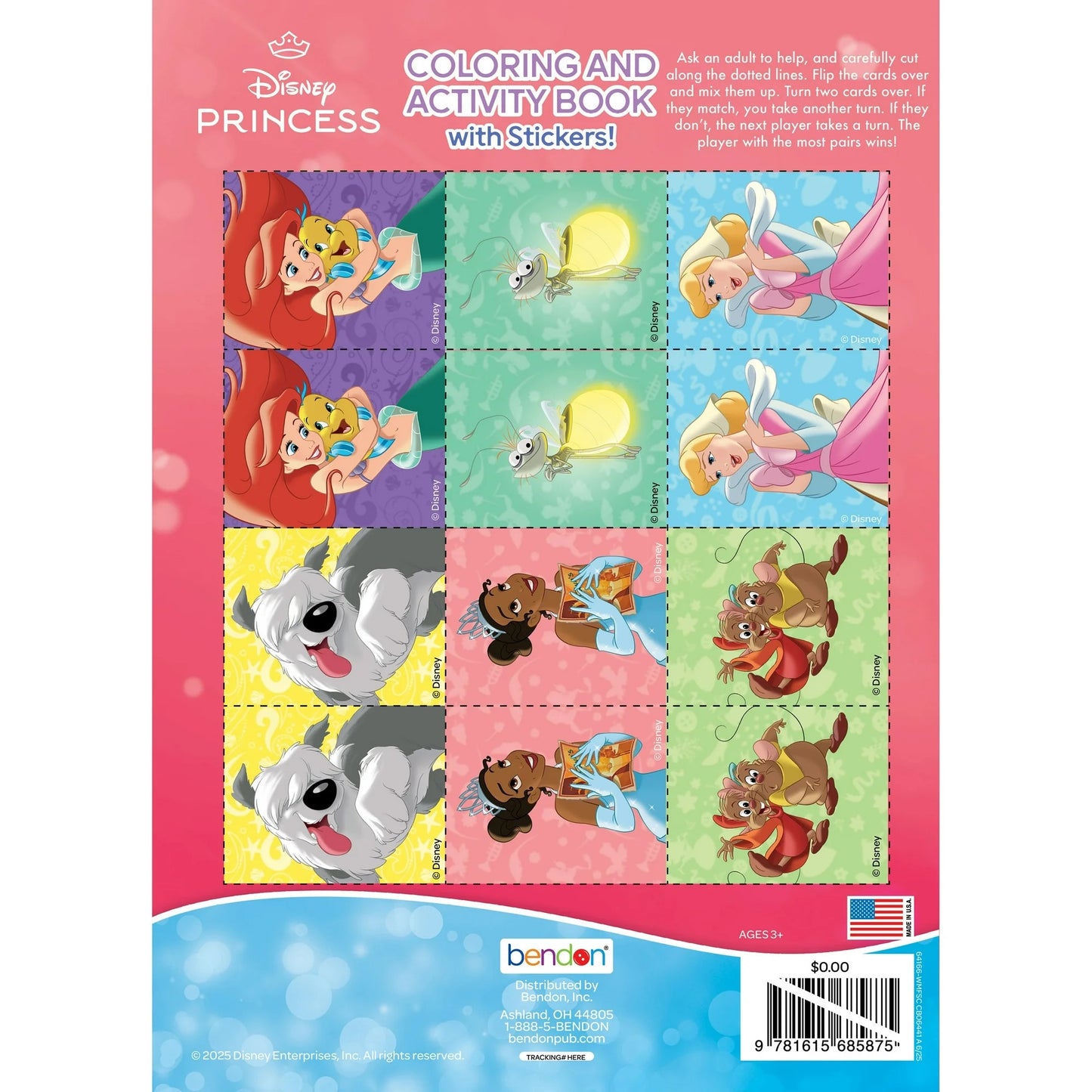 Disney Princess Jumbo Coloring Book with Stickers, 64 Pages by Bendon