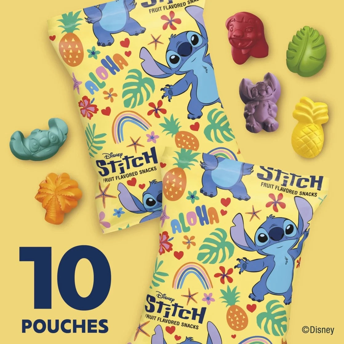 Disney Stitch Fruit Flavored Snacks, Fat Free and Gluten Free Snack