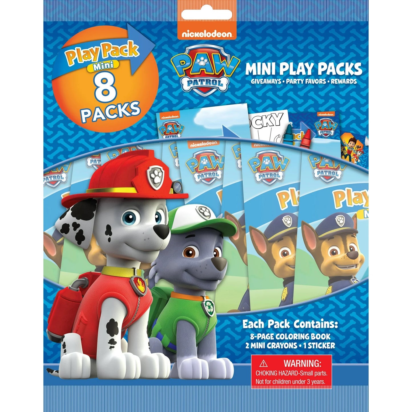 PAW Patrol 8 Count Mini Play Pack with Small Coloring Book and Crayons, Paper Party Favors