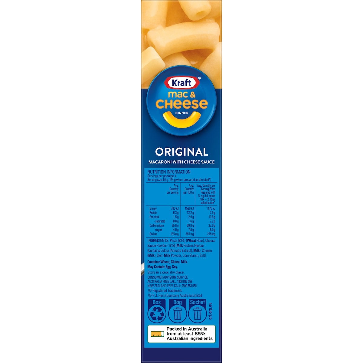 Kraft Mac & Cheese Macaroni Pasta Original 205g (AUS)