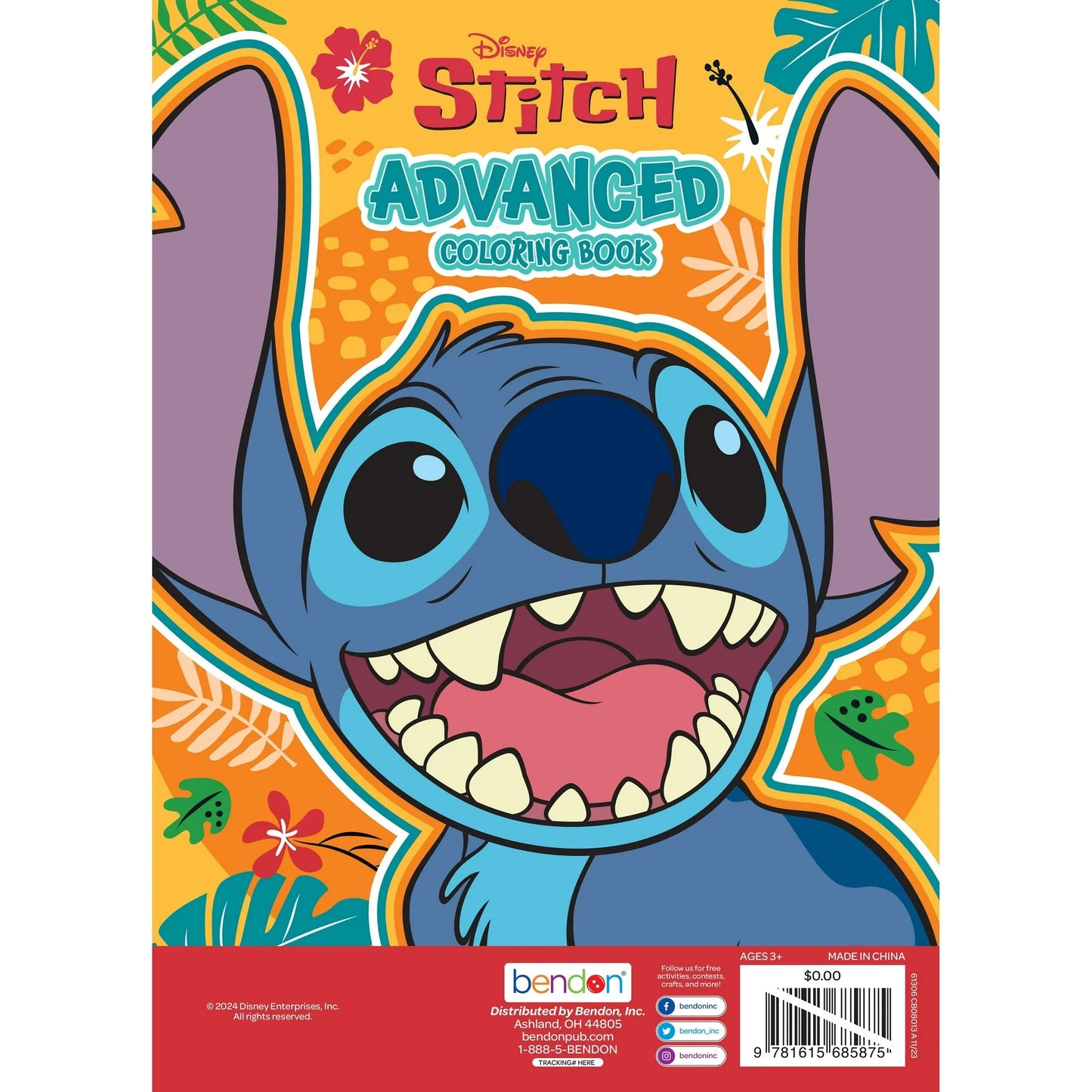 Disney Stitch Advanced Coloring Book – 64 Pages of Intricate Designs for Teens & Adults – Bendon Art Activity Book, Paperback