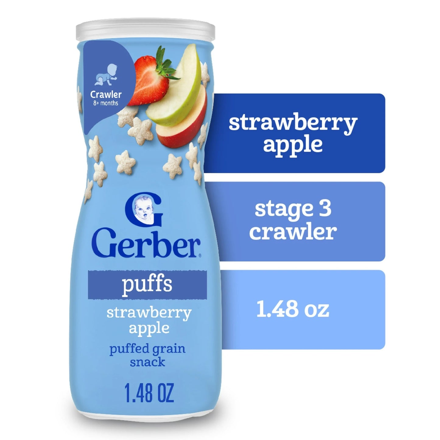 Gerber Snacks for Baby Grain & Grow Puffs, strawberry apple, 1.48oz