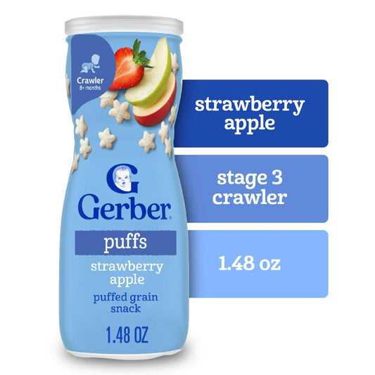 Gerber Snacks for Baby Grain & Grow Puffs, strawberry apple, 1.48oz