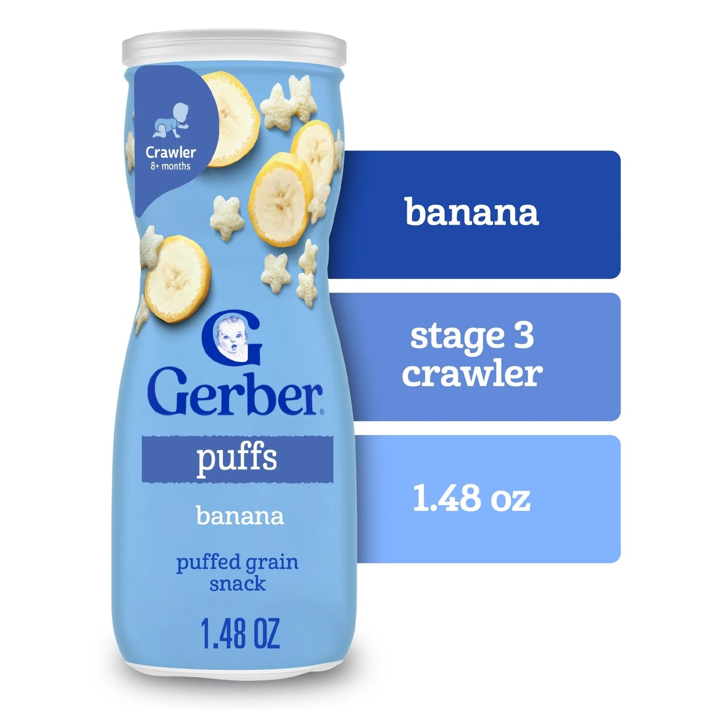 Gerber Snacks for Baby Grain & Grow Puffs, Banana, 1.48 oz Canister