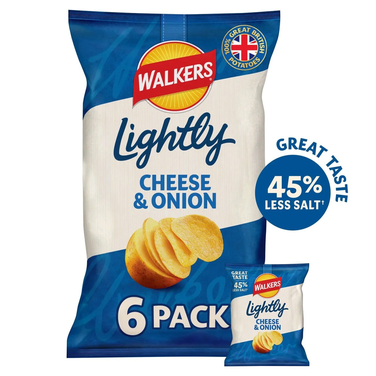 Walkers Lightly Cheese & Onion Multipack Crisps 6 pk