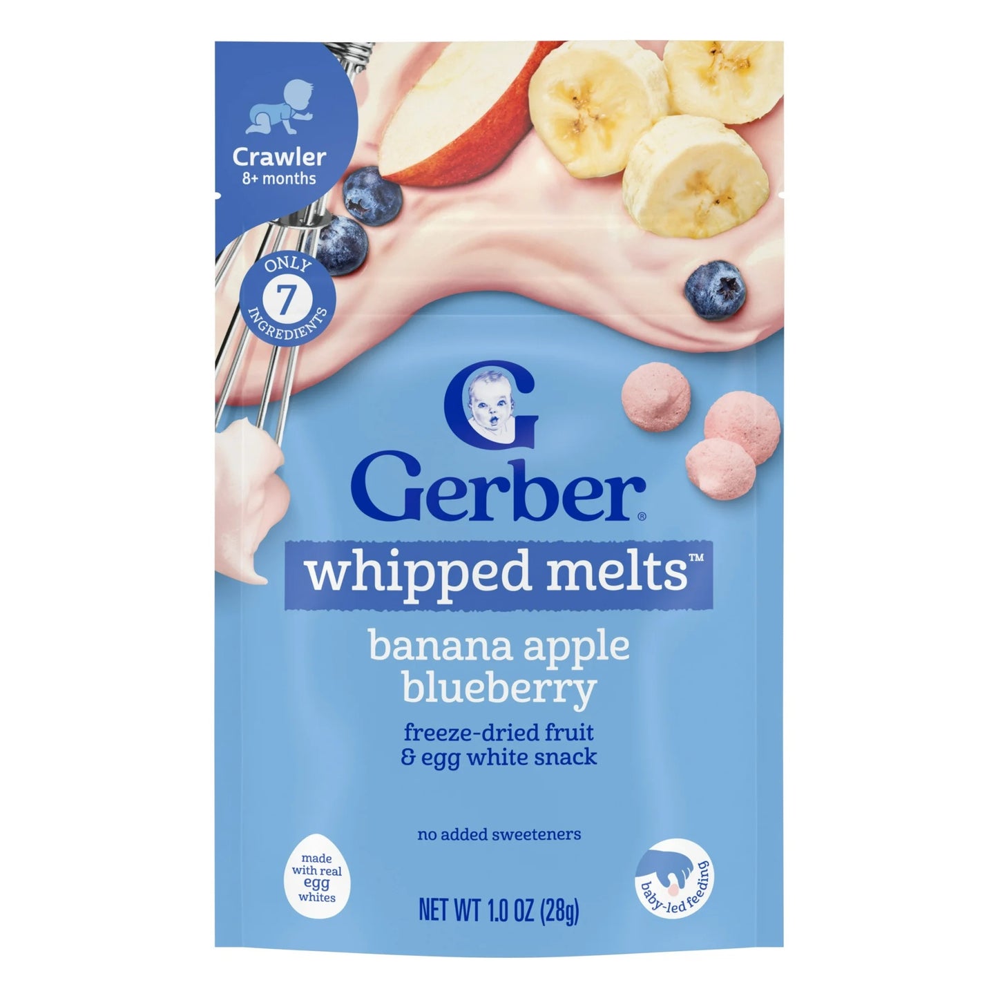Gerber Stage 3 Baby Food, Banana Blueberry Whipped Melts, 0.85 oz Bag