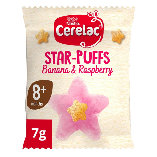 Nestle Cerelac Banana & Raspberry Star-Puffs 8+ Months 7g
