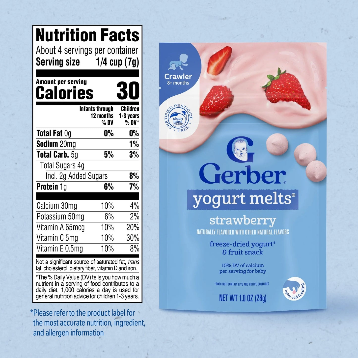 Gerber Snacks for Baby Yogurt Melts, Strawberry, 1 oz Bag