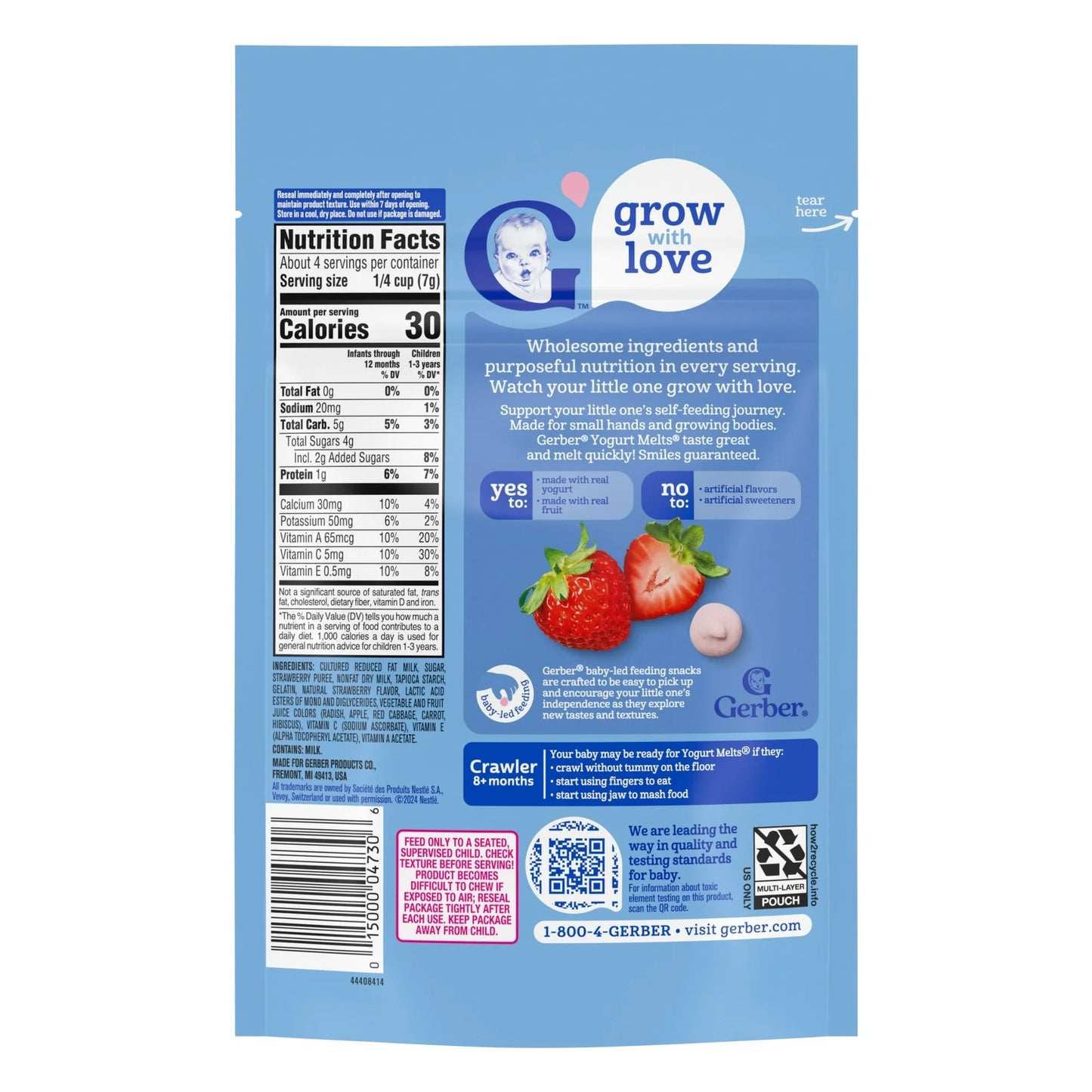 Gerber Snacks for Baby Yogurt Melts, Strawberry, 1 oz Bag
