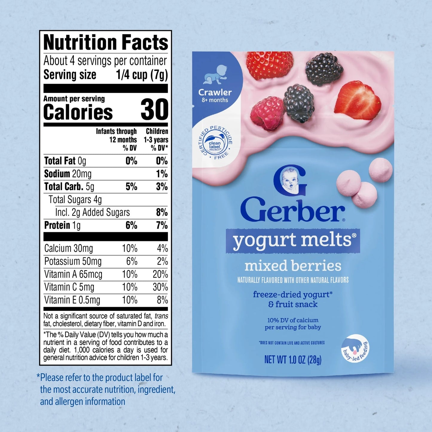 Gerber Snacks for Baby Yogurt Melts, Mixed Berries, 1 oz Bag