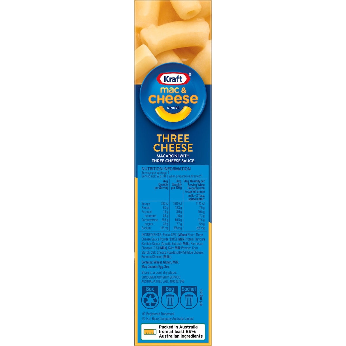 Kraft Mac & Cheese Dinner Macaroni Pasta Three Cheese 205g (AUS)
