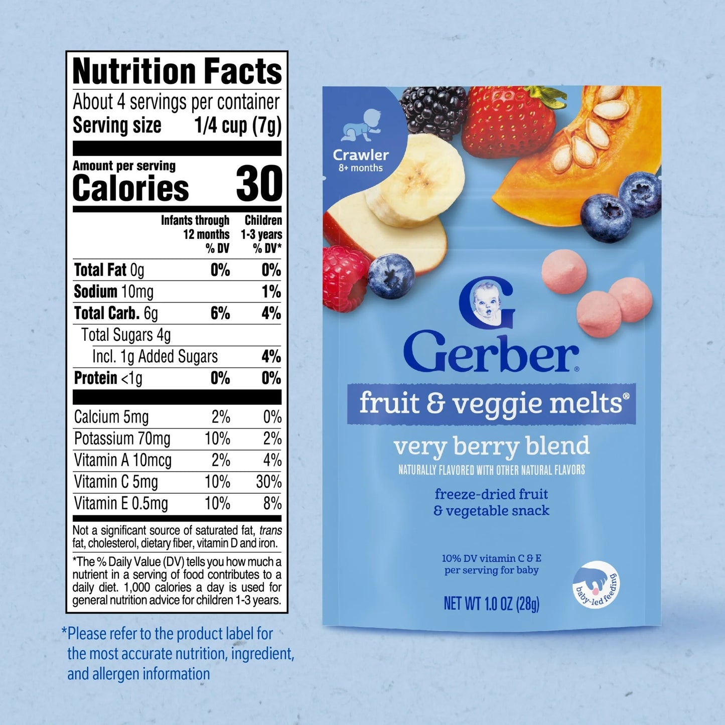 Gerber Snacks for Baby Fruit & Veggie Melts Baby Snack, Very Berry Blend, 1 oz Bag