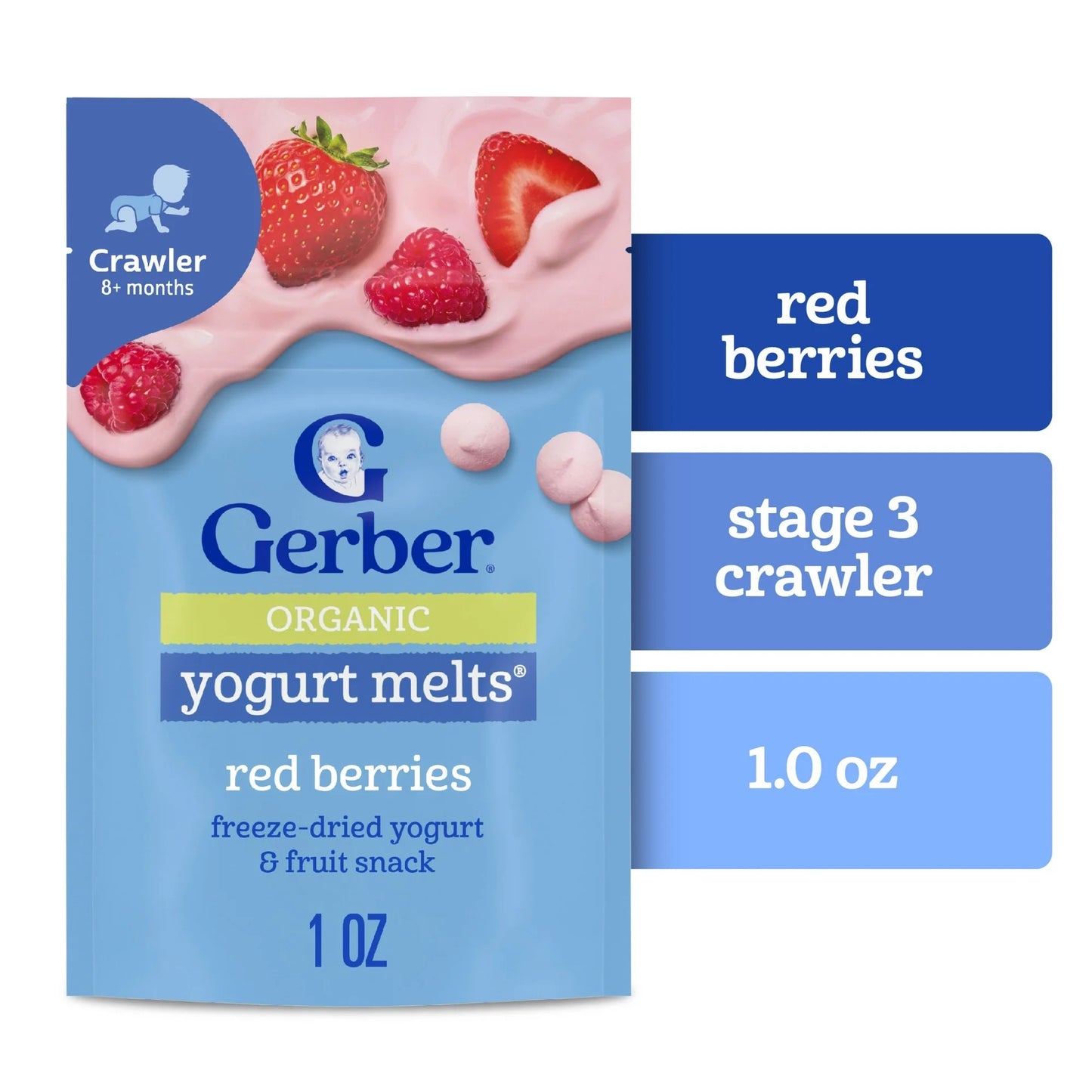 Gerber Organic Stage 3 Baby Food, Red Berries Yogurt Melts, 1 oz Bag