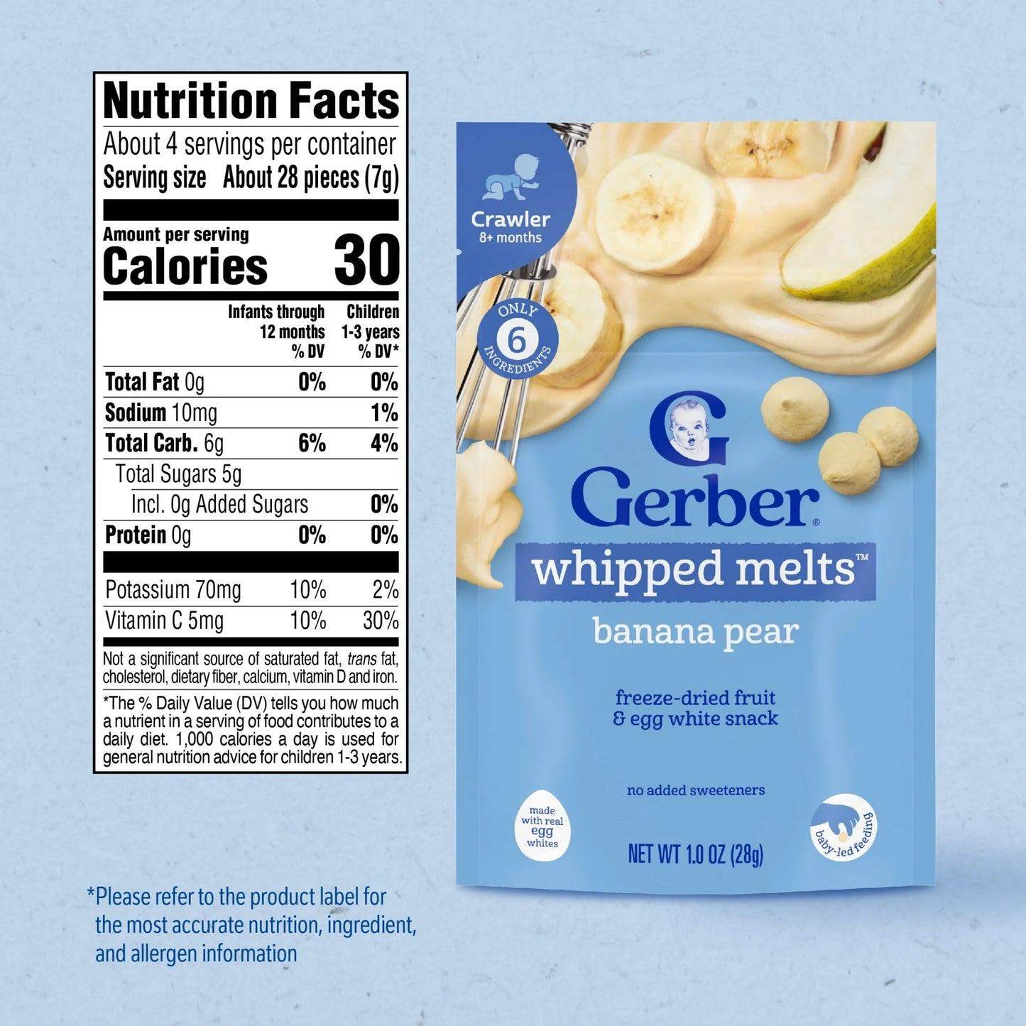 Gerber Natural Whipped Melts Baby Snacks Banana Pear, 0.85 oz Bag