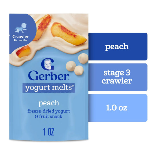 Gerber Stage 3 Baby Food Snacks, Peach Yogurt Melts, 1 oz Bag