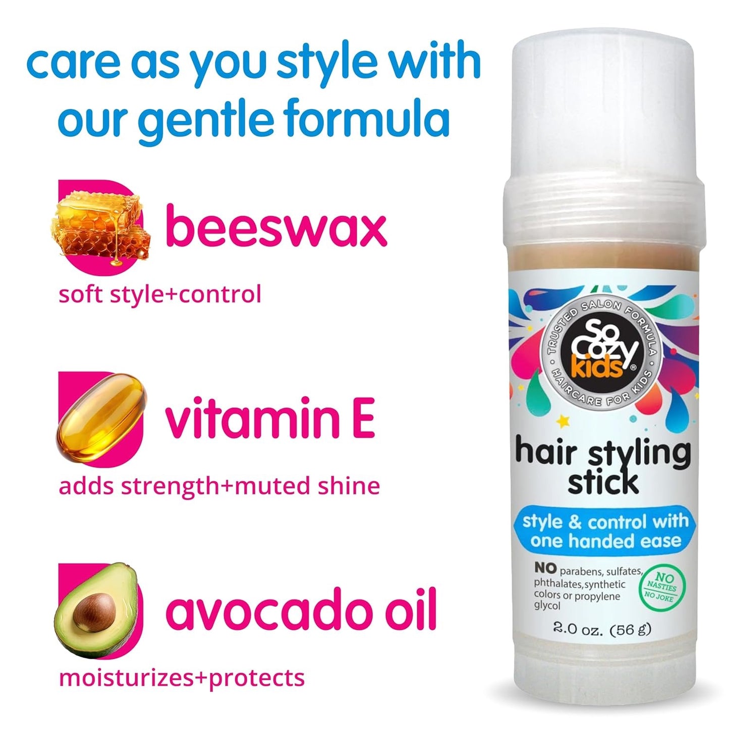 So Cozy Kids Hair Wax Stick, Easy &amp; Quick Styling Wax Stick for Hair (2 Oz)