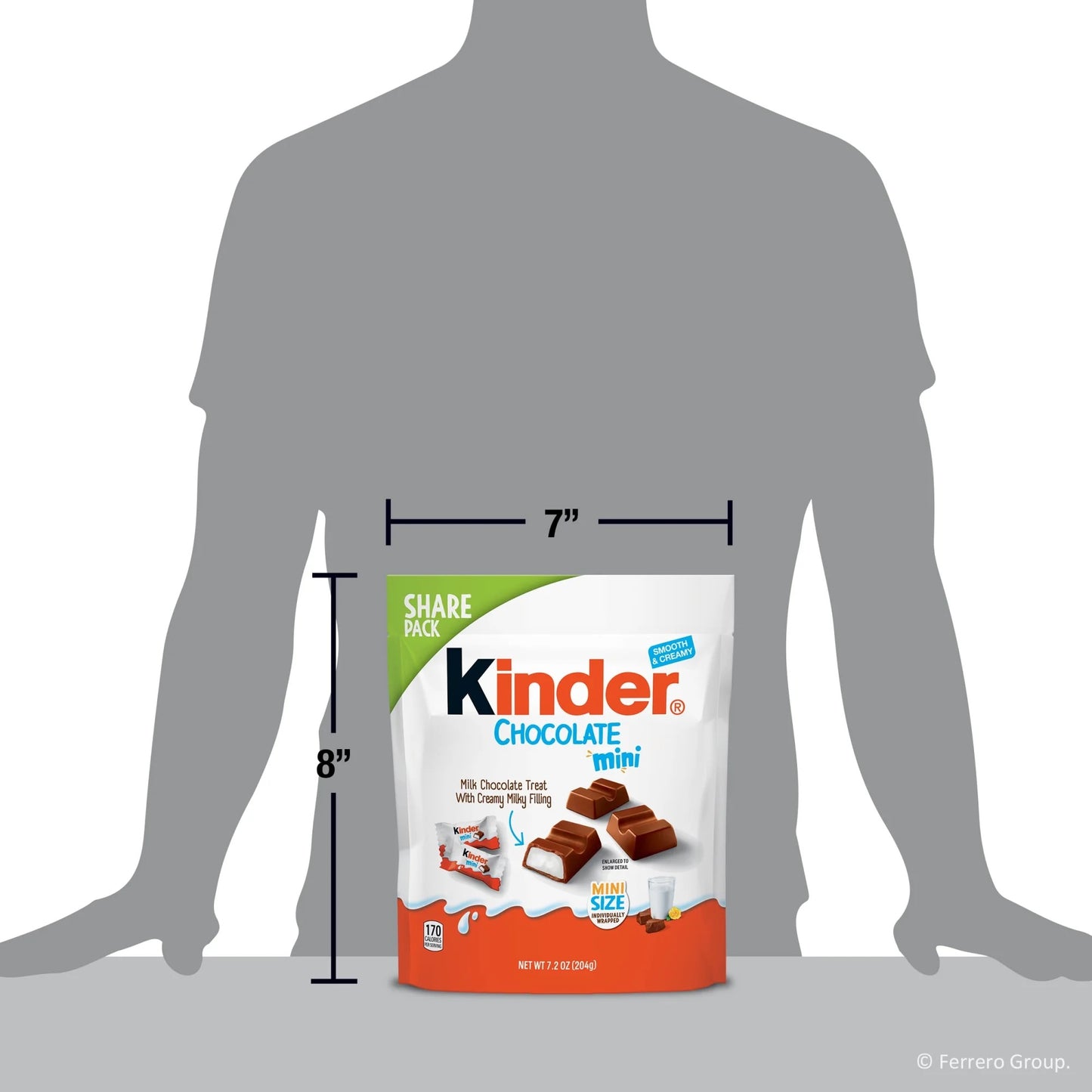 Kinder Chocolate Mini, 7.2 oz, Up to 34 Minis, Milk Chocolate Bar with Creamy Milky Filling, Individually Wrapped Candy Share Pack
