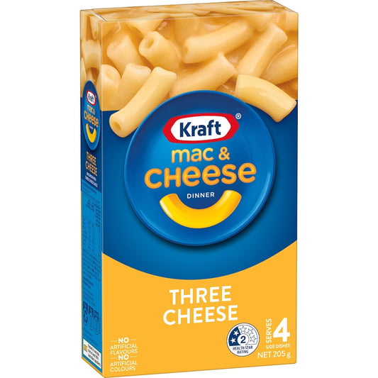 Kraft Mac & Cheese Dinner Macaroni Pasta Three Cheese 205g (AUS)