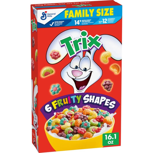 Trix Breakfast Cereal, Fruit Flavored Corn Puffs, Family Size, 16.1 oz