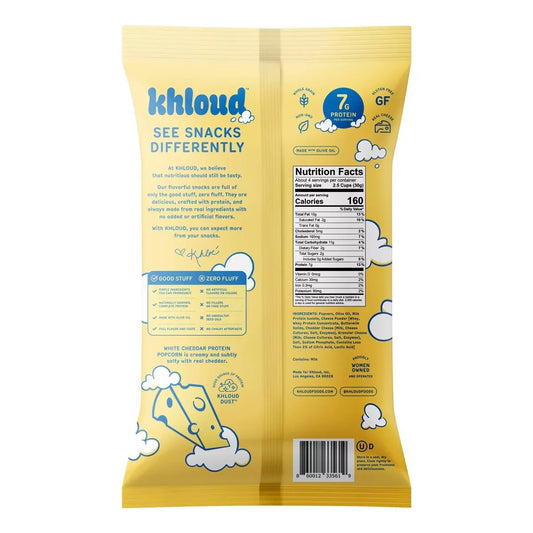 Khloud White Cheddar Protein Popcorn; Gluten Free; Non-GMO- 4 oz