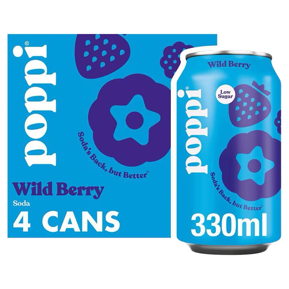 Poppi Wild Berry Soda Cans 330ml