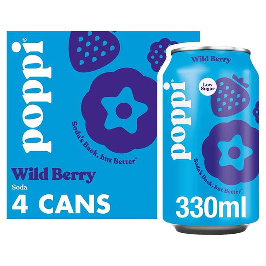 Poppi Wild Berry Soda Cans 330ml