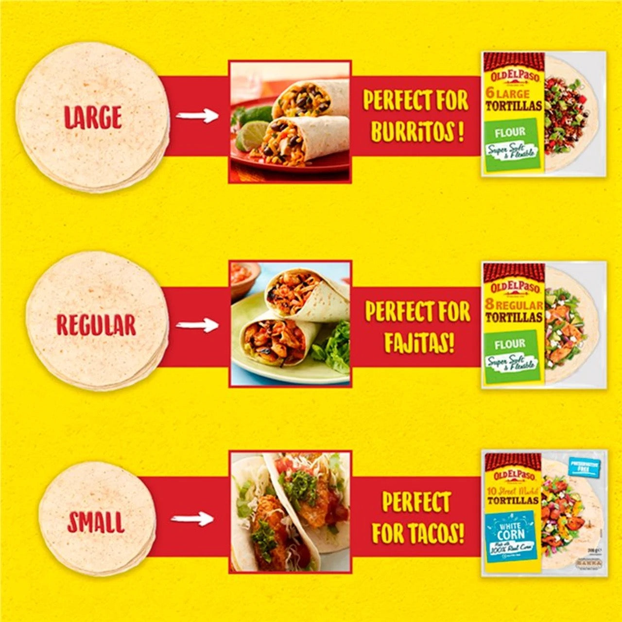 Old El Paso 8 Super Soft Flour Tortillas Wraps 326g