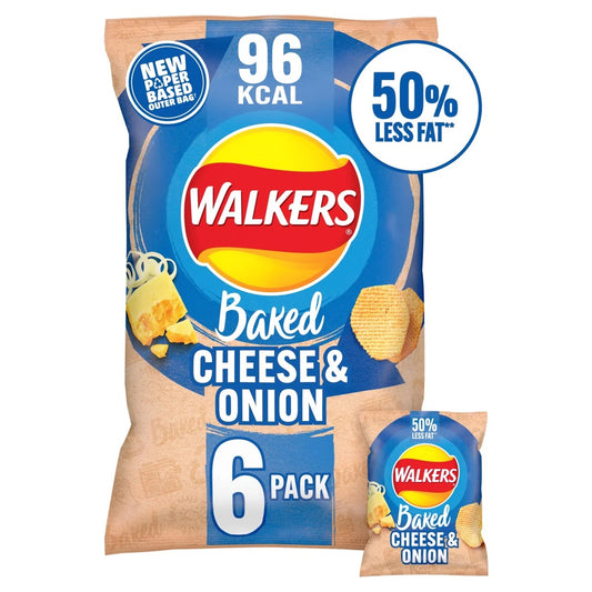 Walkers Baked Cheese & Onion Multipack Snacks Crisps 6 x 22g