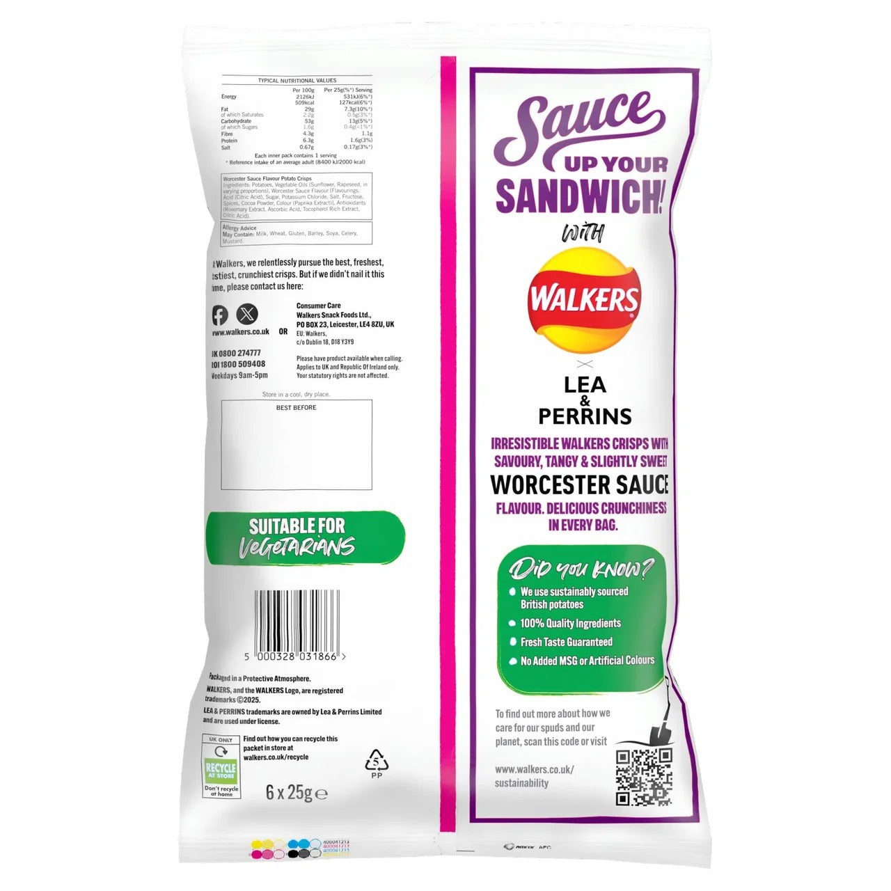 Walkers Lea & Perrins Worcester Sauce 6pk