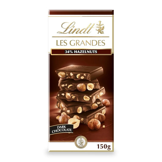 Lindt Les Grandes Dark Chocolate Hazelnut Bar 150g
